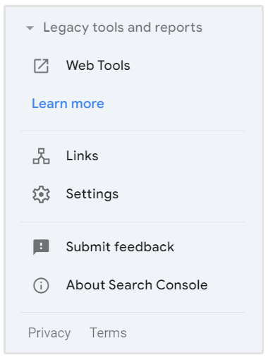 scheda collegamenti in Google Search Console